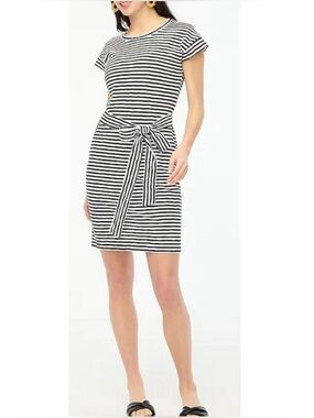 J. Crew Factory Short Sleeve Striped Tie Waist T-Shirt Dress Size XXS NWT
